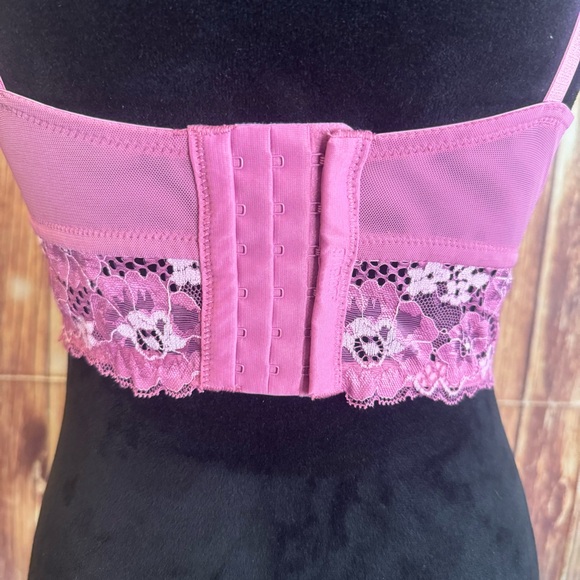 Adored by Adore Me Women’s Pink Floral Underwire Longline Lace Bra Size 36D - Picture 4 of 8